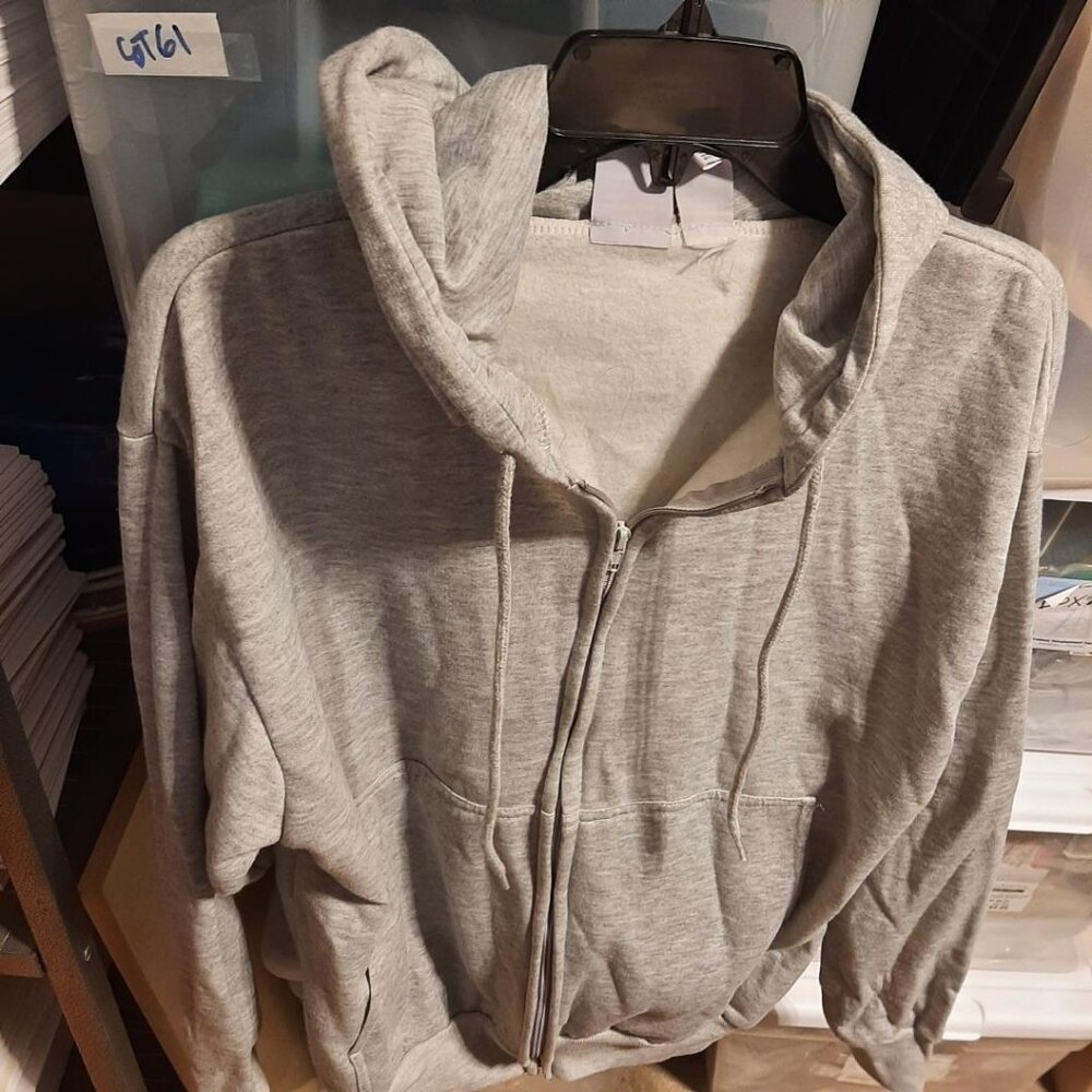 NEW ! Vintage 90s Zip Thermal Lined Hoodie Sweatshirt Franklin Sports Gray SizeM
